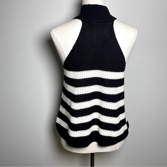 Anthropologie Pilcro Mock Neck Swing Sweater Tank Navy+White Stripe Size Small - Picture 2 of 9